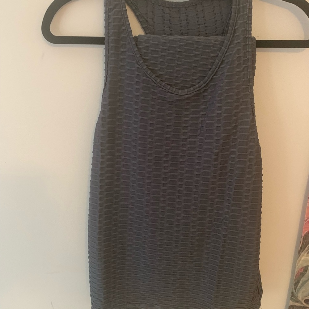 Women's Textured Gray Tank Top & pants set